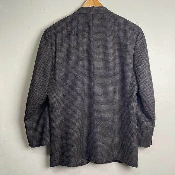 Pierre Balmain Wool Hounds Tooth Single Breasted Two Button Blazer Brown 43R - Picture 2 of 8